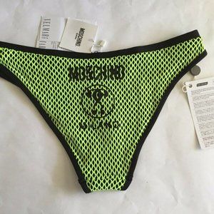 Moschino Women's Swimwear Green Mesh Logo Bikini Bottom US Size 8M NWT